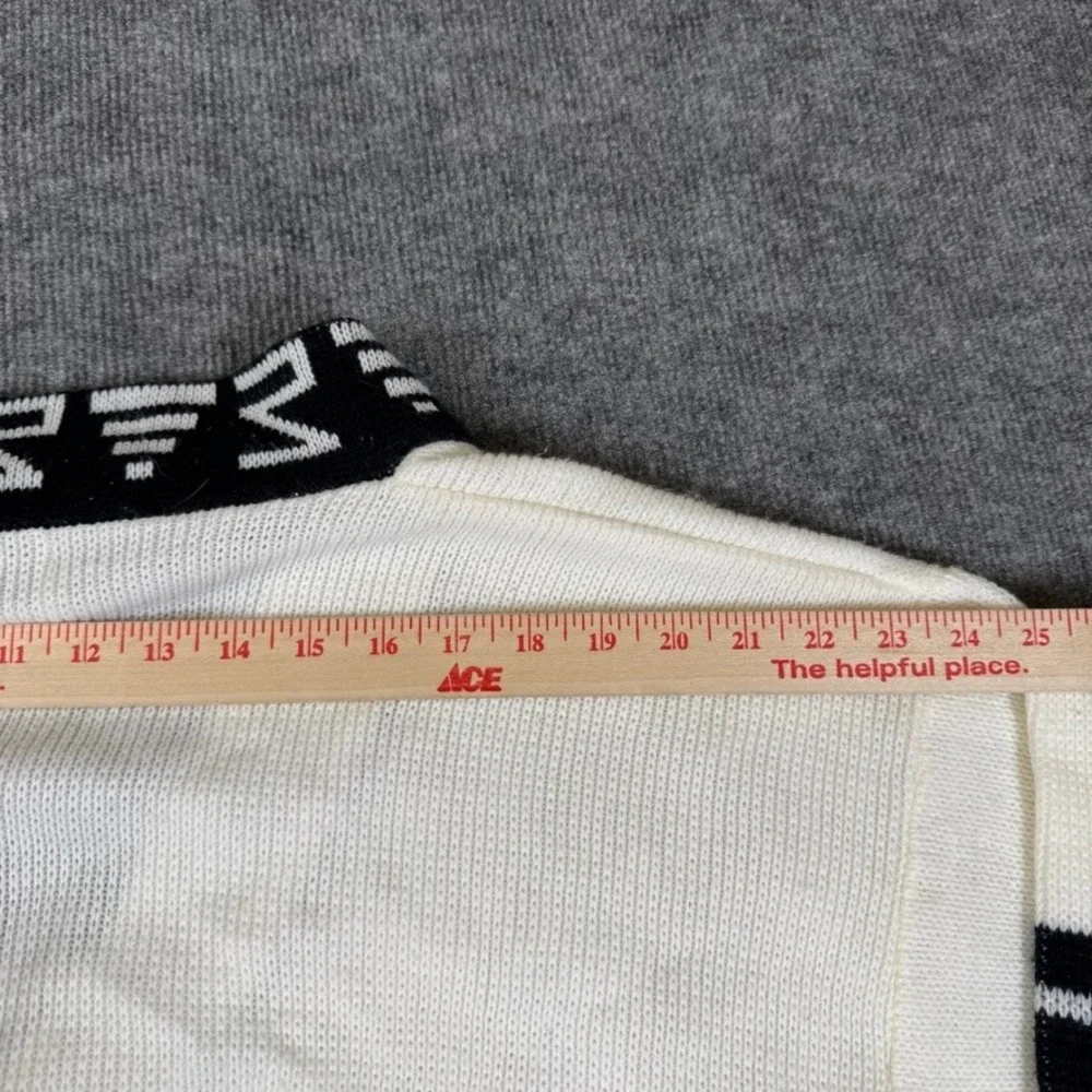 Vintage Code Zero Intensity Sweater White Black V-Neck Geometric Knit Mens Small